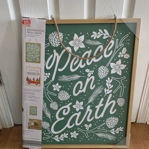 Holiday reversible sign NEW 18x24 hang Home for the Holidays Peace on Earth
